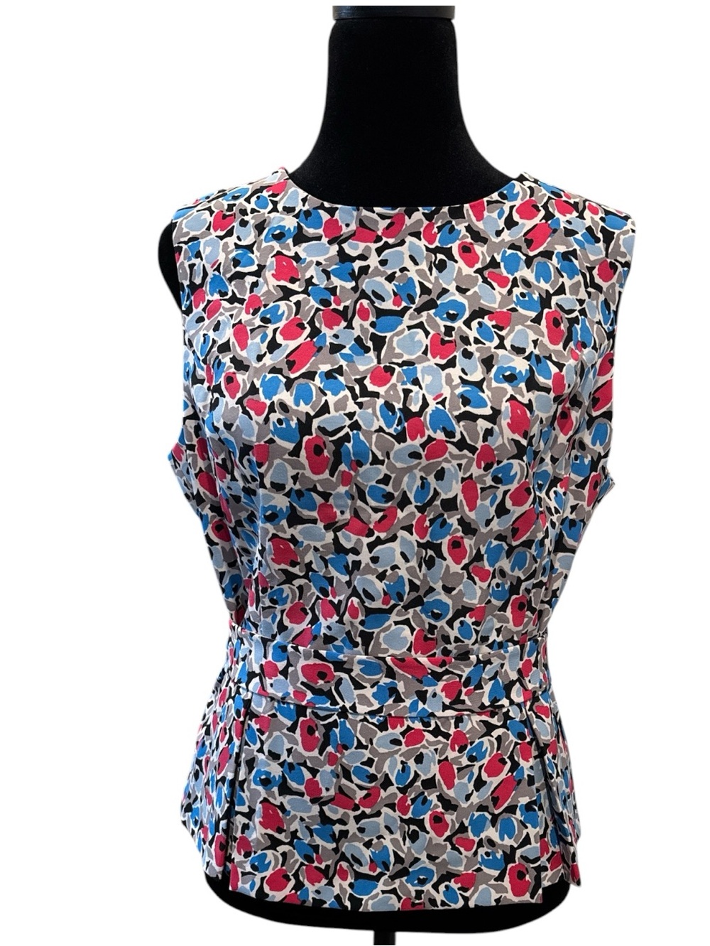 Nine West Multicolor Floral Print Sleeveless Top - White, Blue, Pink, Black